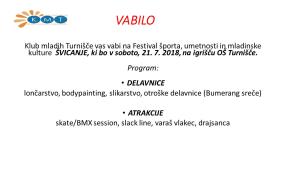 Vabilo KMT “Švicanje”